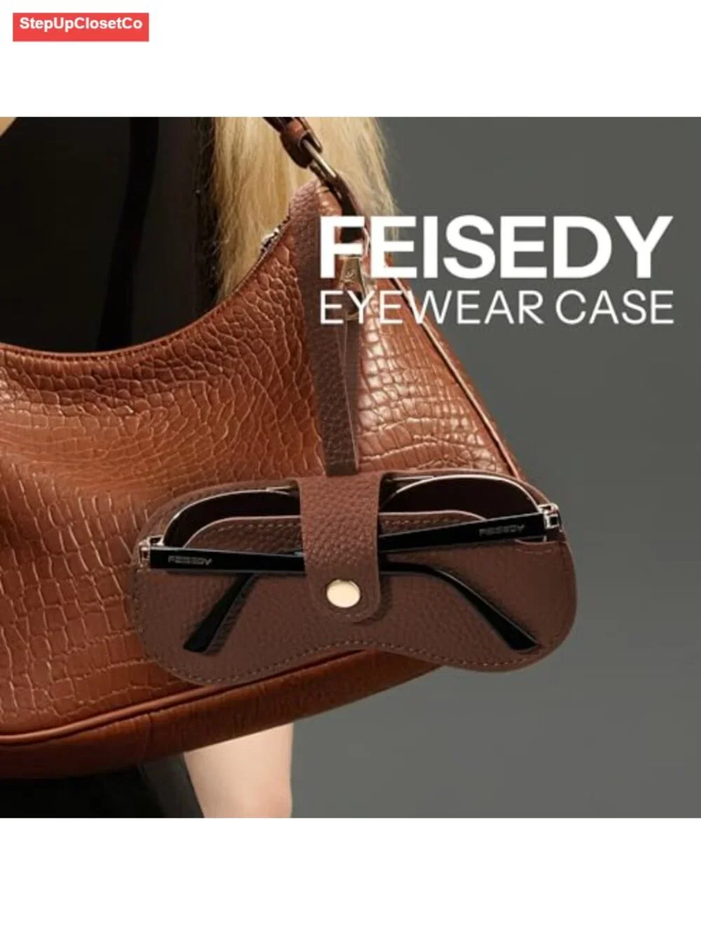 2 Pack Leather Eyeglass Case for Women, Soft PU Glasses Holder with Button